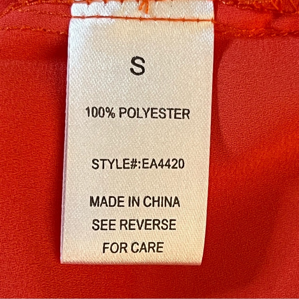 Eloise Women’s Orange Polyester Crepe Sleeveless Blouse Small EUC - Picture 7 of 8